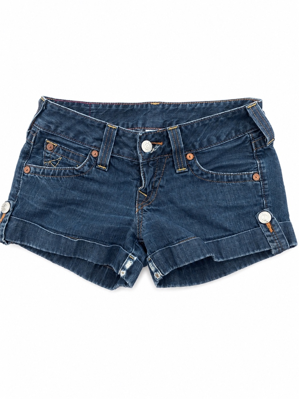 Y2K True Religion Indigo Denim Cuffed Jean Shorts